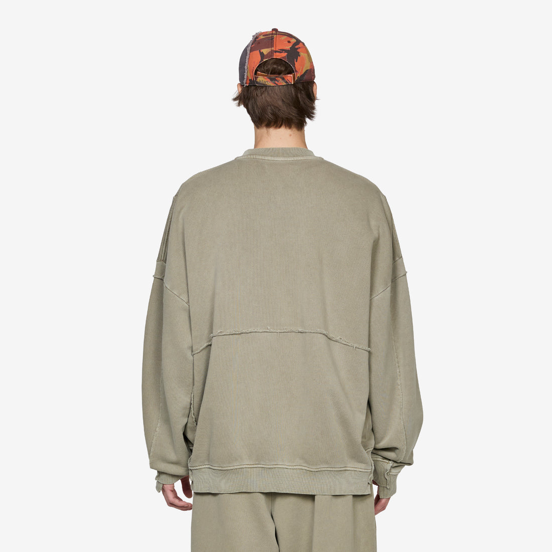Zip Up Crew Washed Sage Green Jumpers