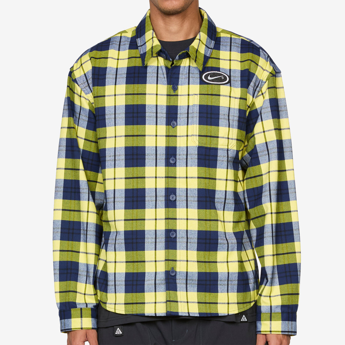 Flannel Longsleeve Button Up Koston Midnight Navy | Speed Yellow Shirts