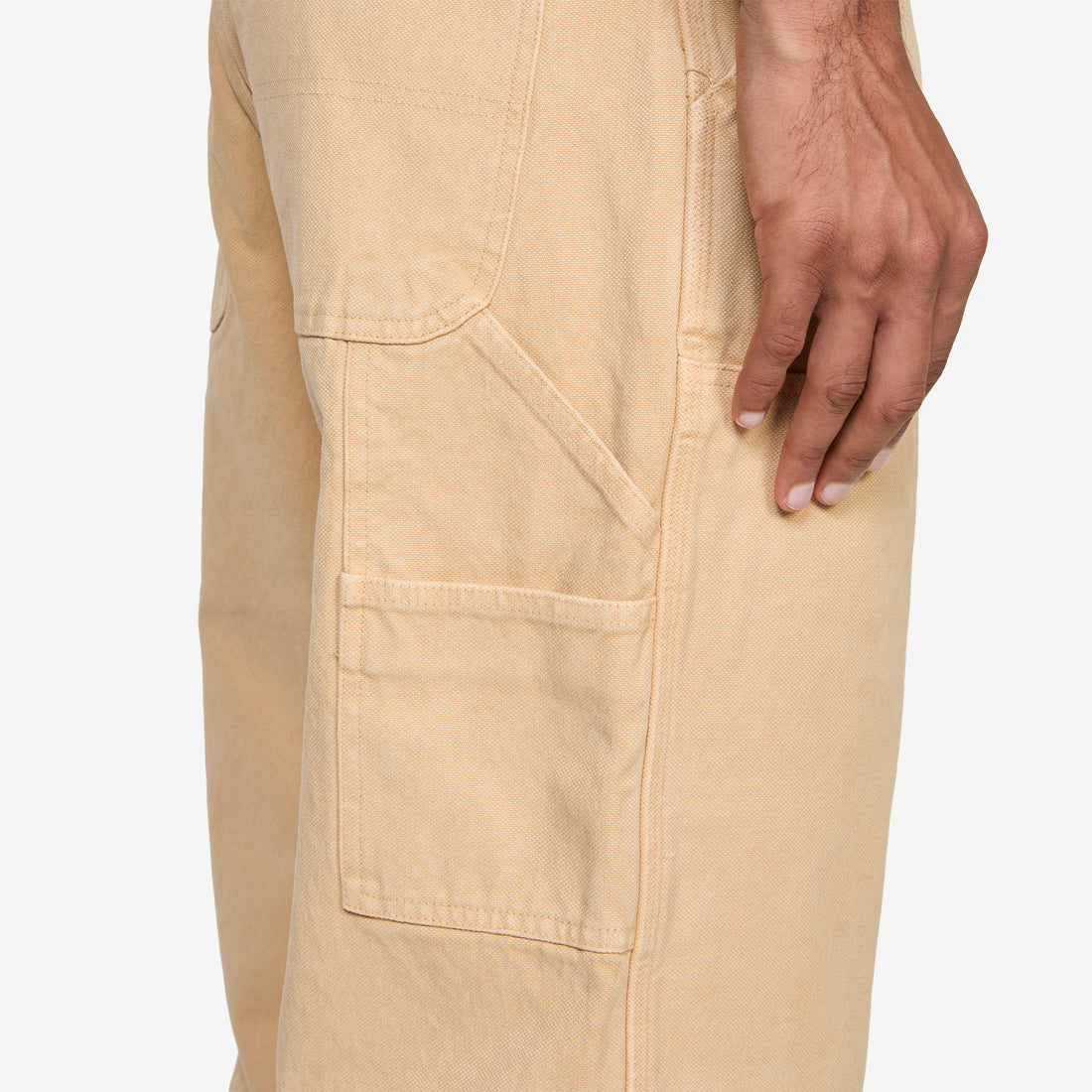 Canvas Double Knee Pants Beige Pants