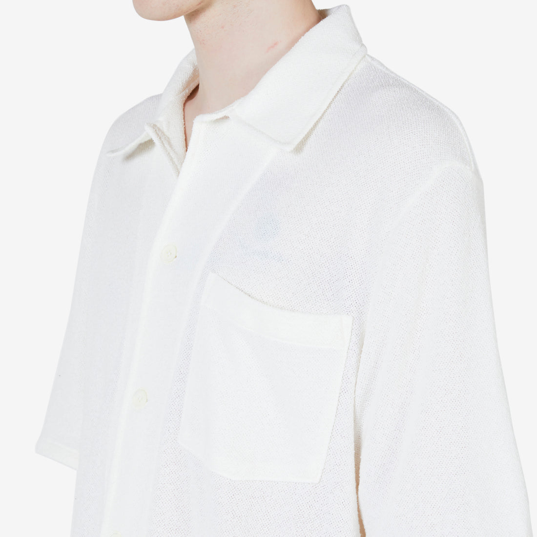 Box Shirt Short Sleeve White Boucle Shirts