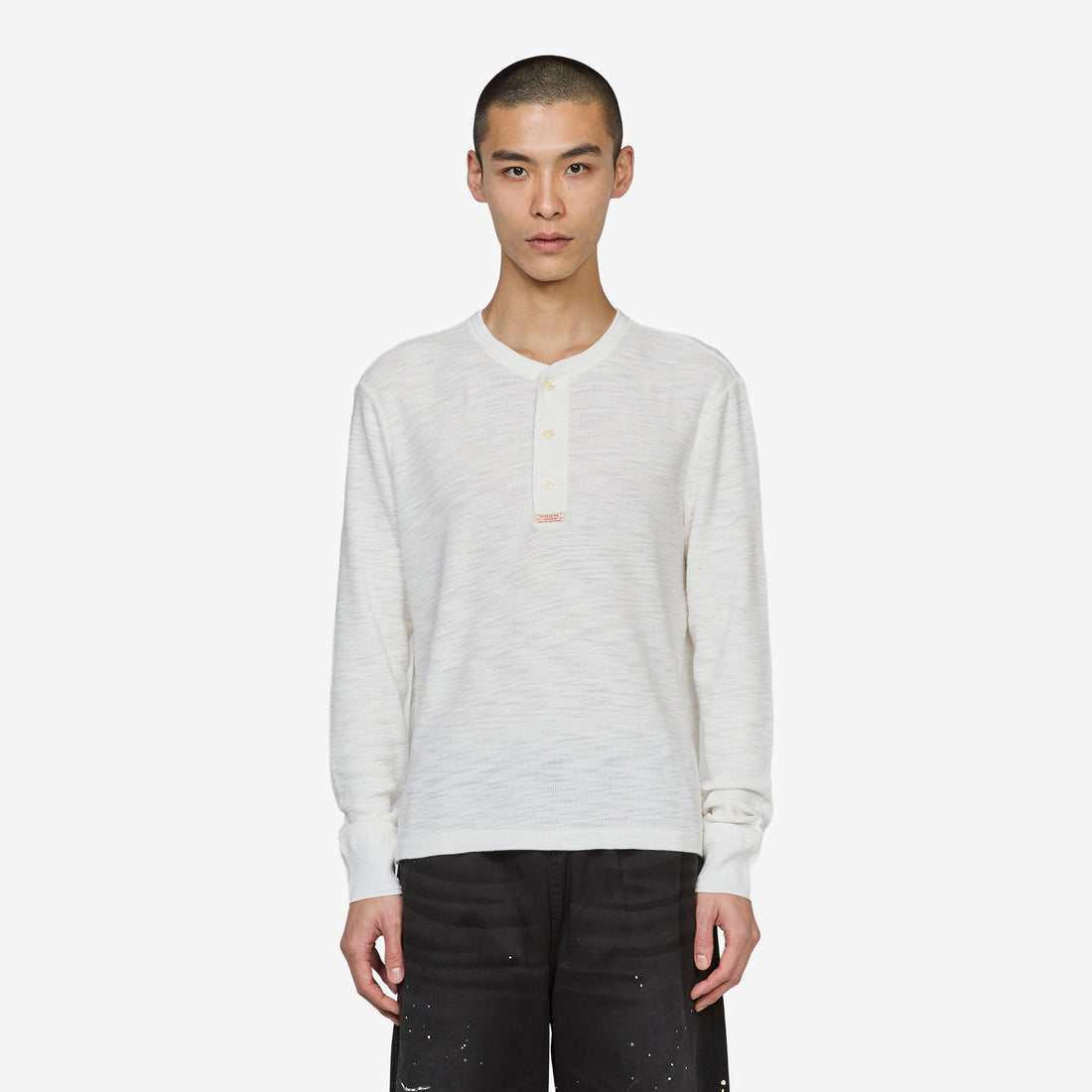 Textured Waffle-Knit Henley Shirt Nevis Jumpers