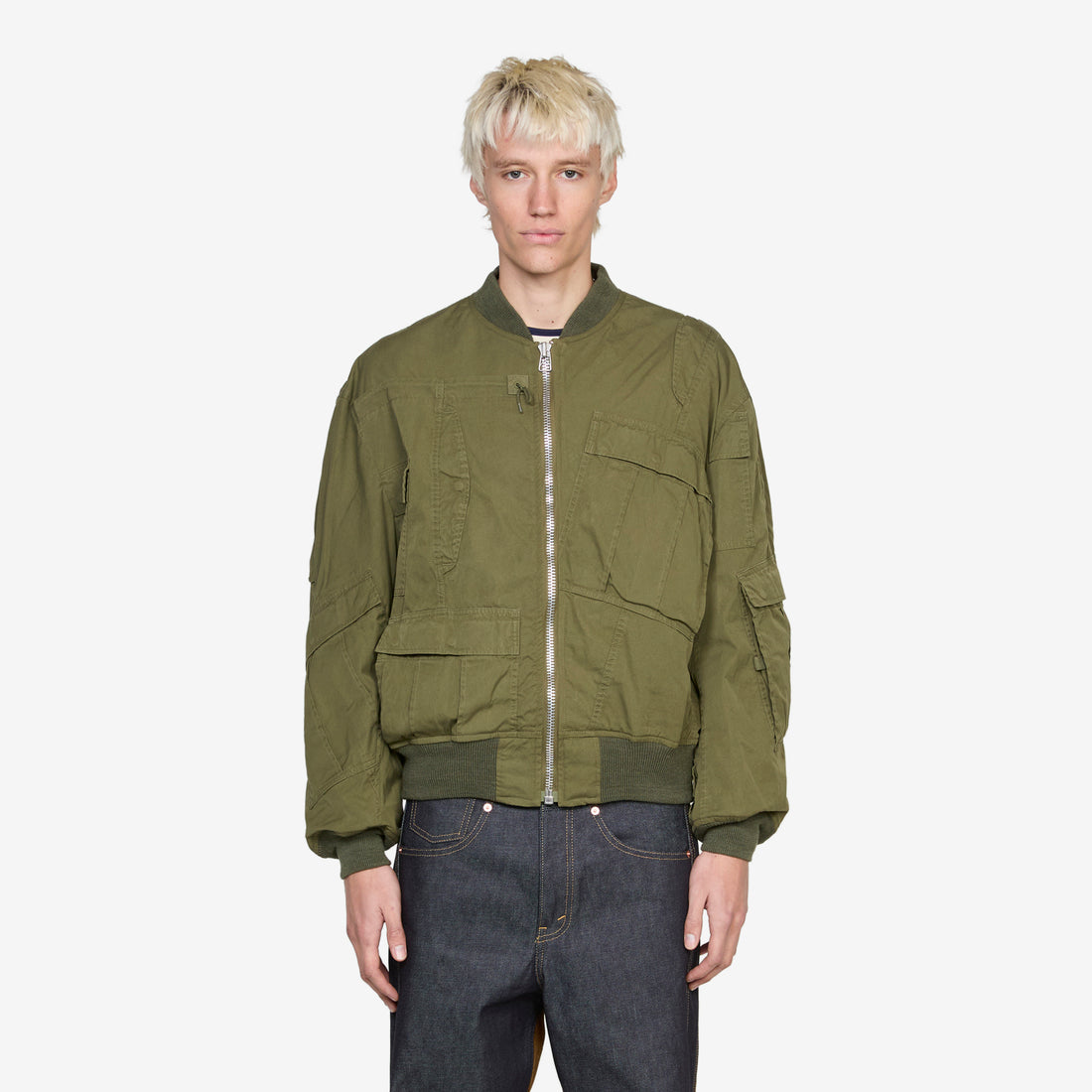 Rebuild By Needles Multi Pocket Bomber Jacket Khaki Jackets