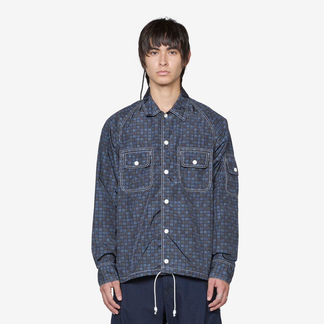 Sports SHT-JAC Nylon Print Navy Shirts