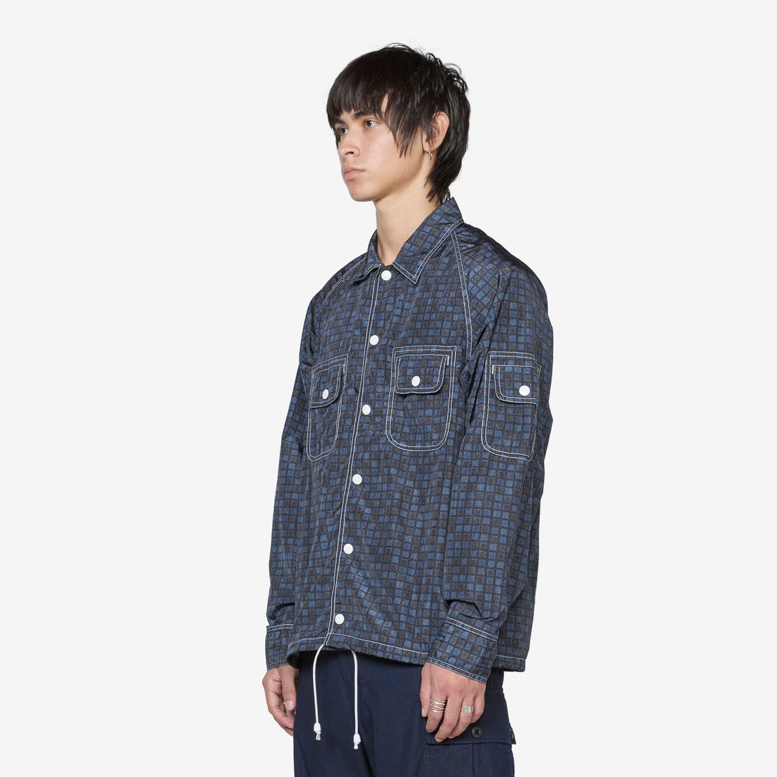 Sports SHT-JAC Nylon Print Navy Shirts