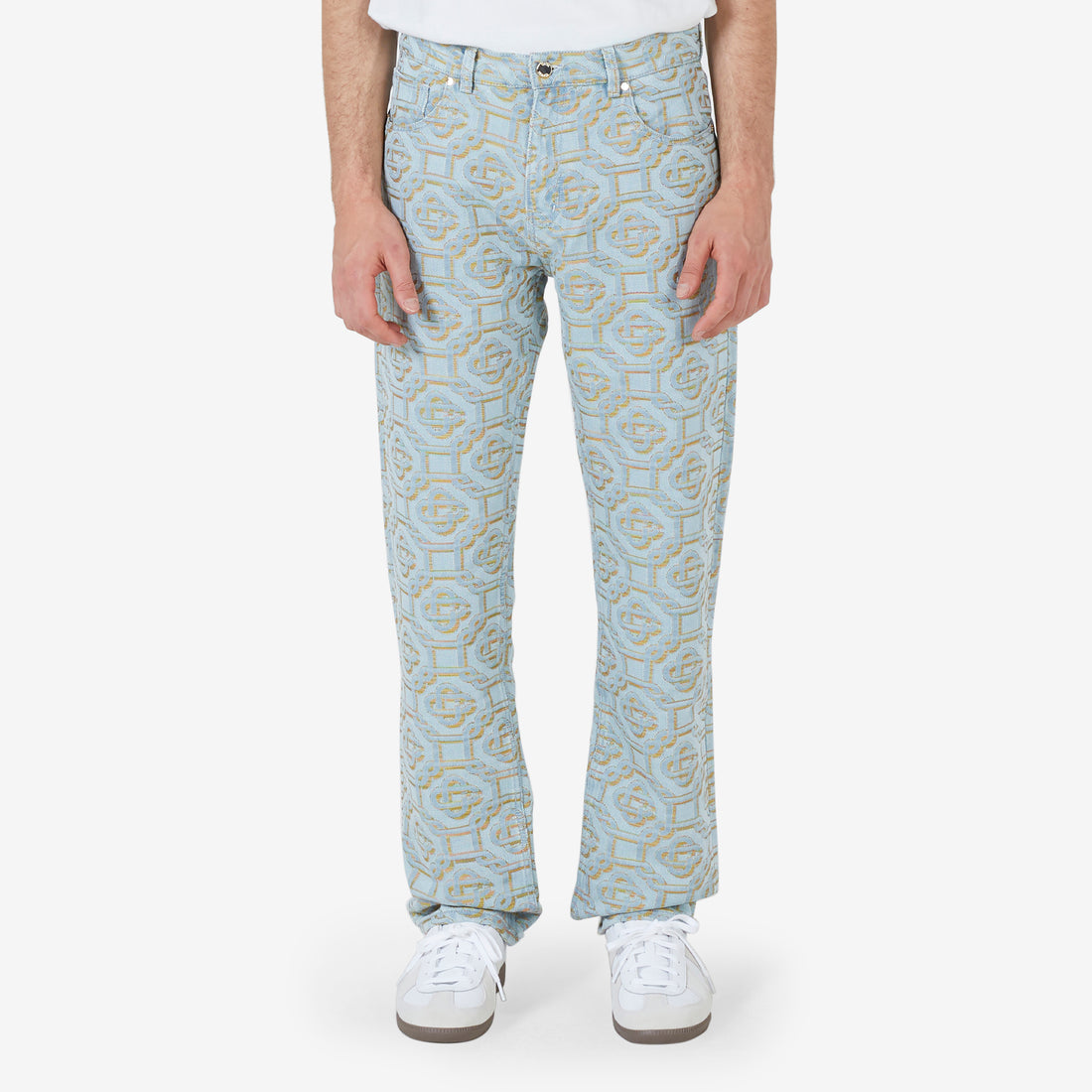 Monogram Straight Leg Jeans Blue Pants