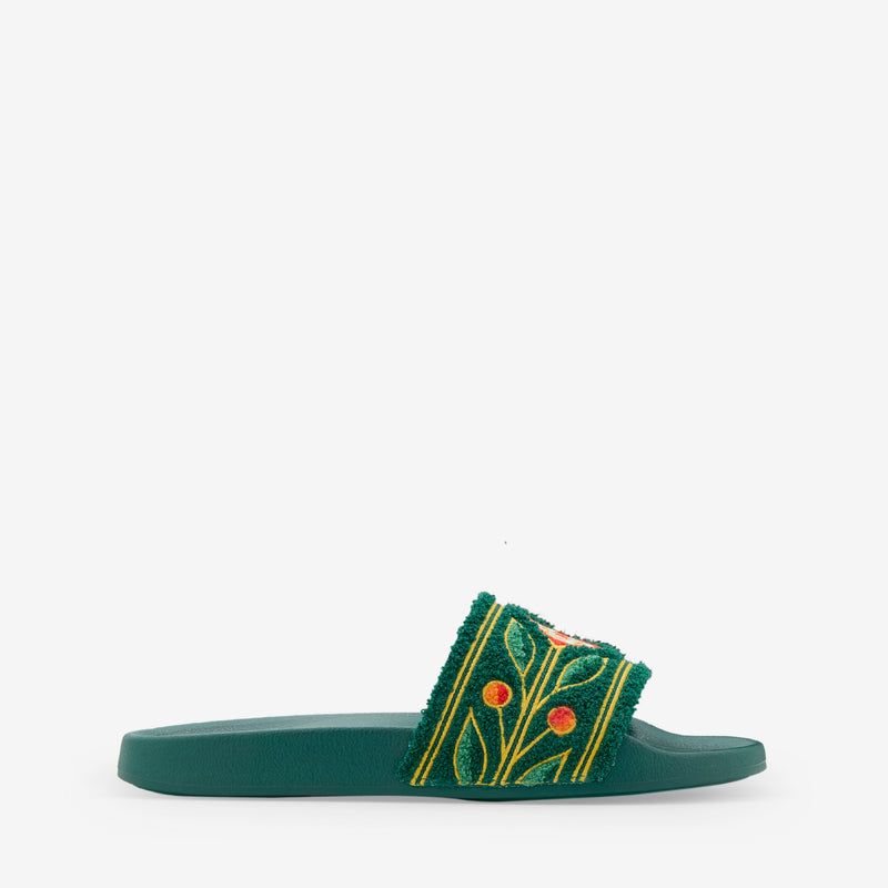 Embroidered Terry Slider Green