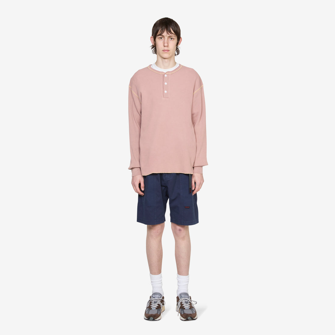 Healthknit Waffle Henley Plum Pigment Tees