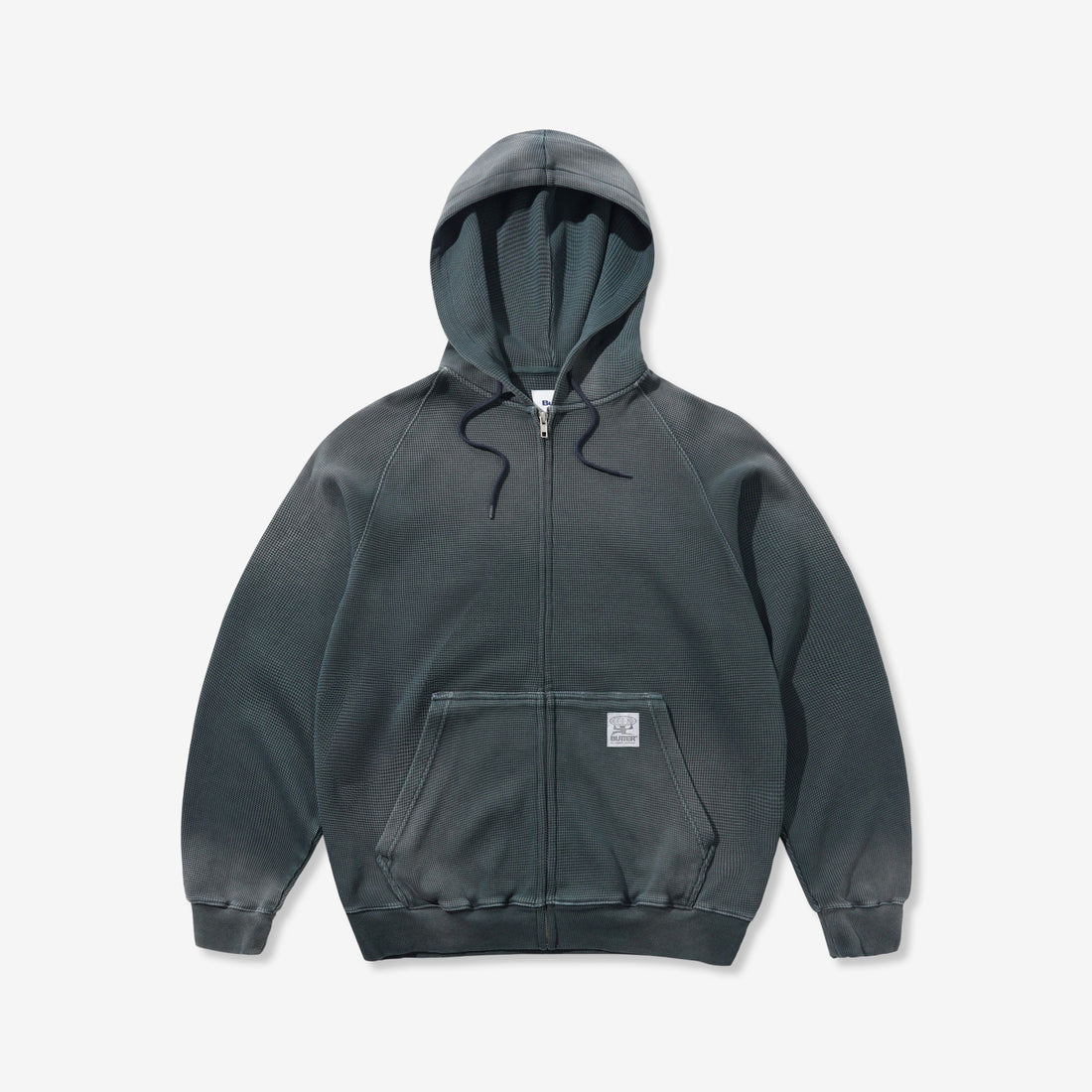 Faded Waffle Zip-Thru Hood Washed Black Jumpers