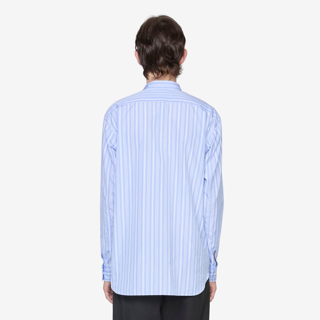 Checked Panel Striped Shirt Blue Shirts