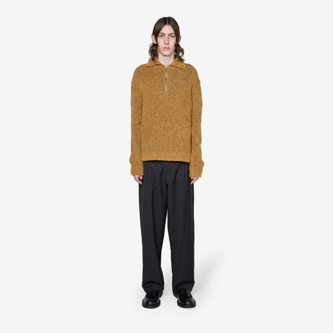 Sechura Zip Polo Mustard Melange Jumpers