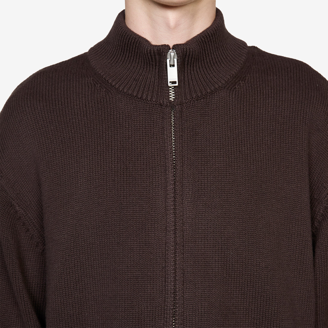 Diamond Detail Zip Cardigan Dark Brown Diamond Jumpers