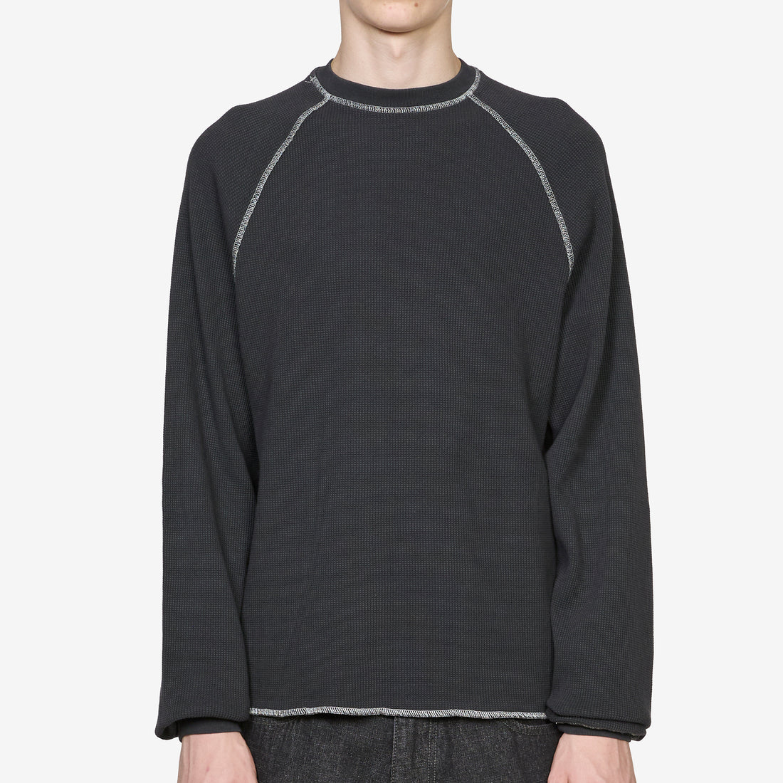 Waffle Longsleeve Top Washed Black Tees