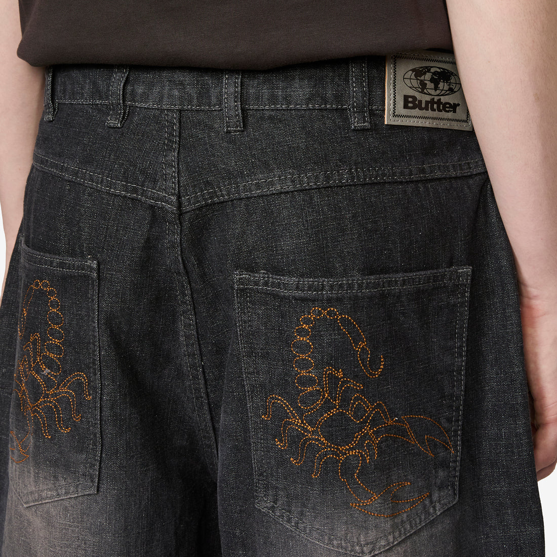 Scorpion Stitch Denim Shorts Slub Black Shorts