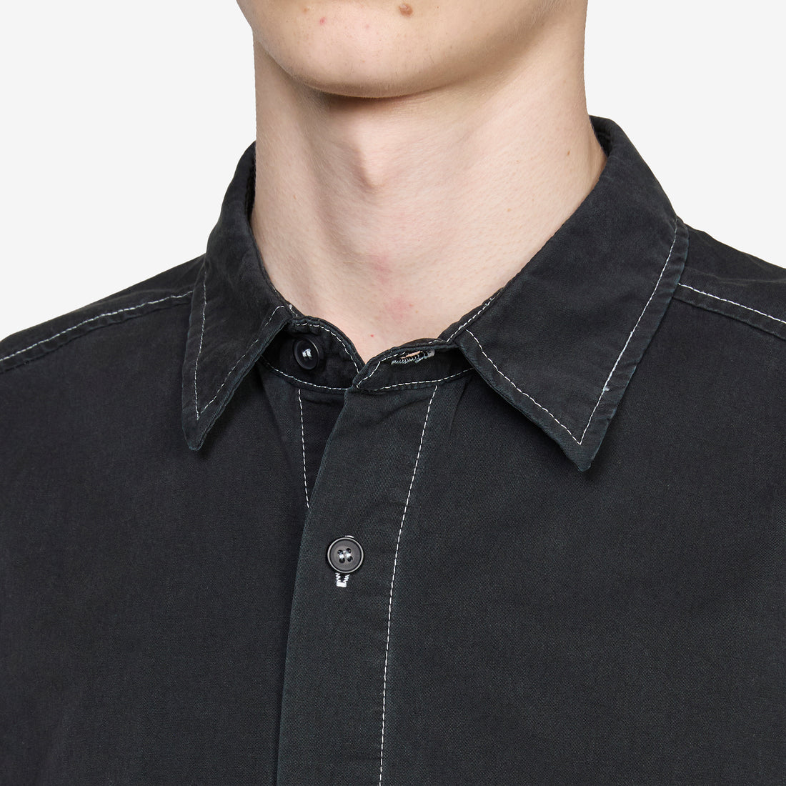 Contrast Stitch Shirt Washed Black Shirts