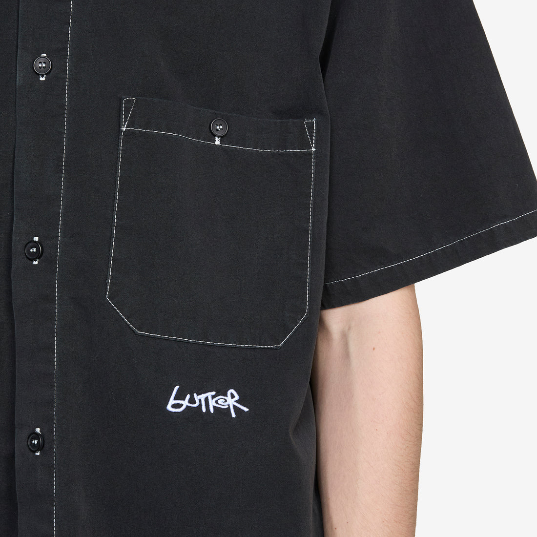 Contrast Stitch Shirt Washed Black Shirts