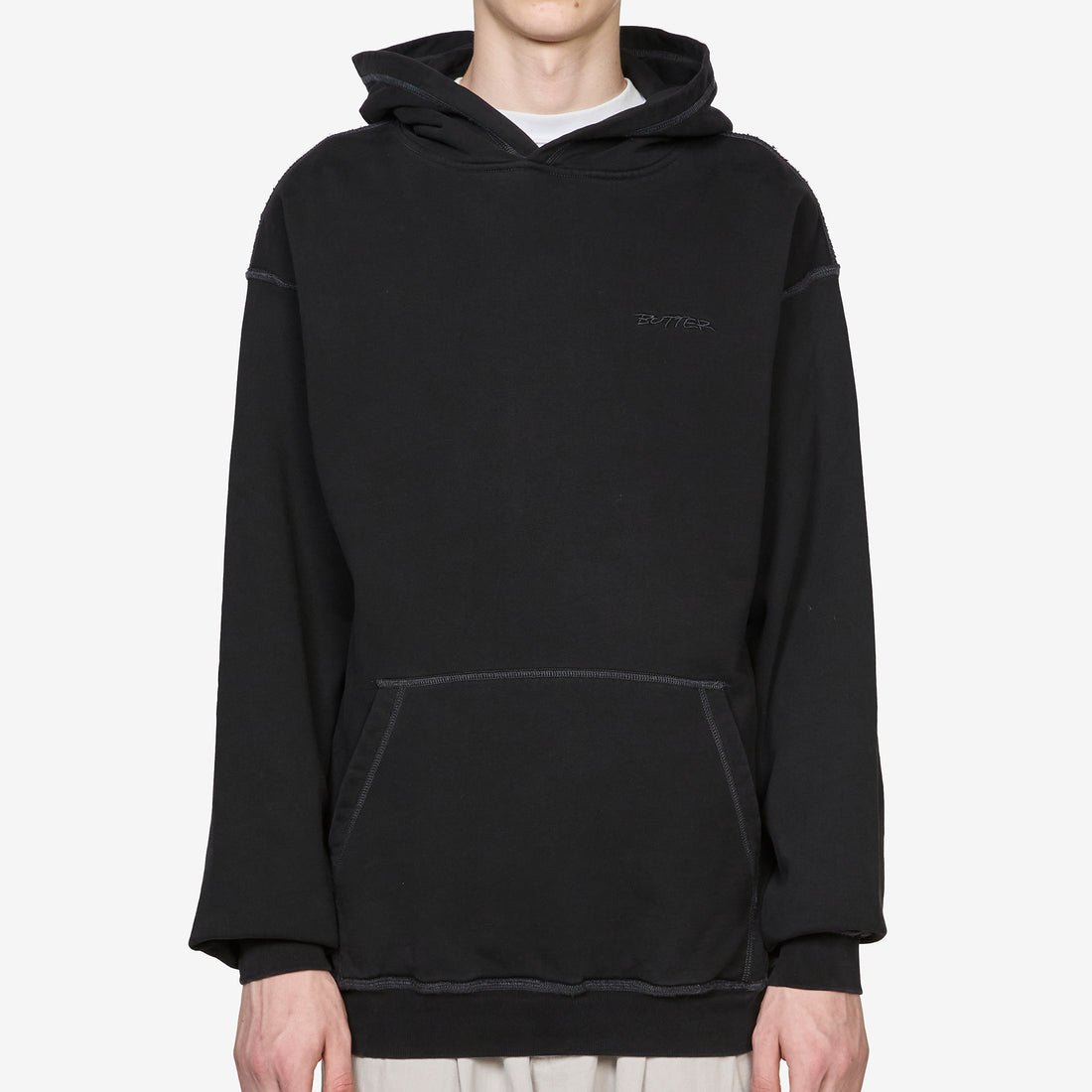 Inside Out Pullover Hood Washed Black Jumpers