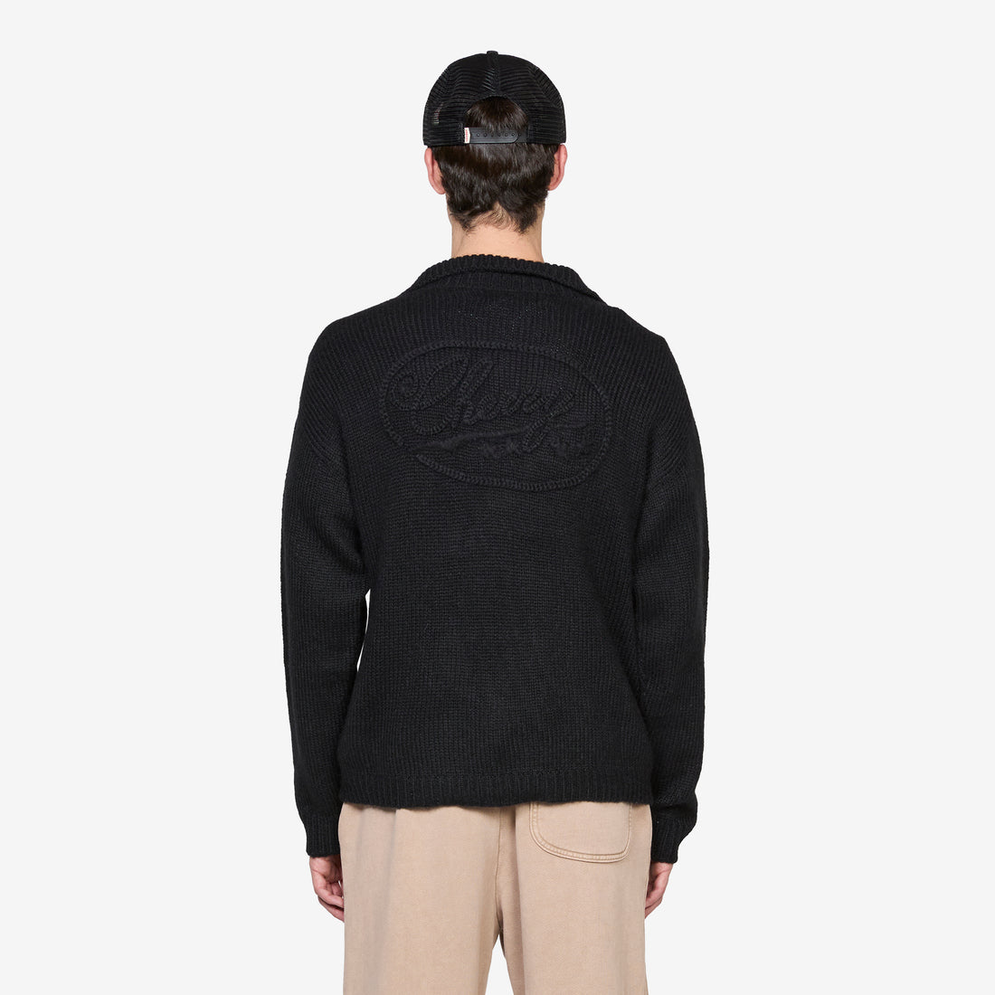 Alpaca Knit Henley Black Jumpers