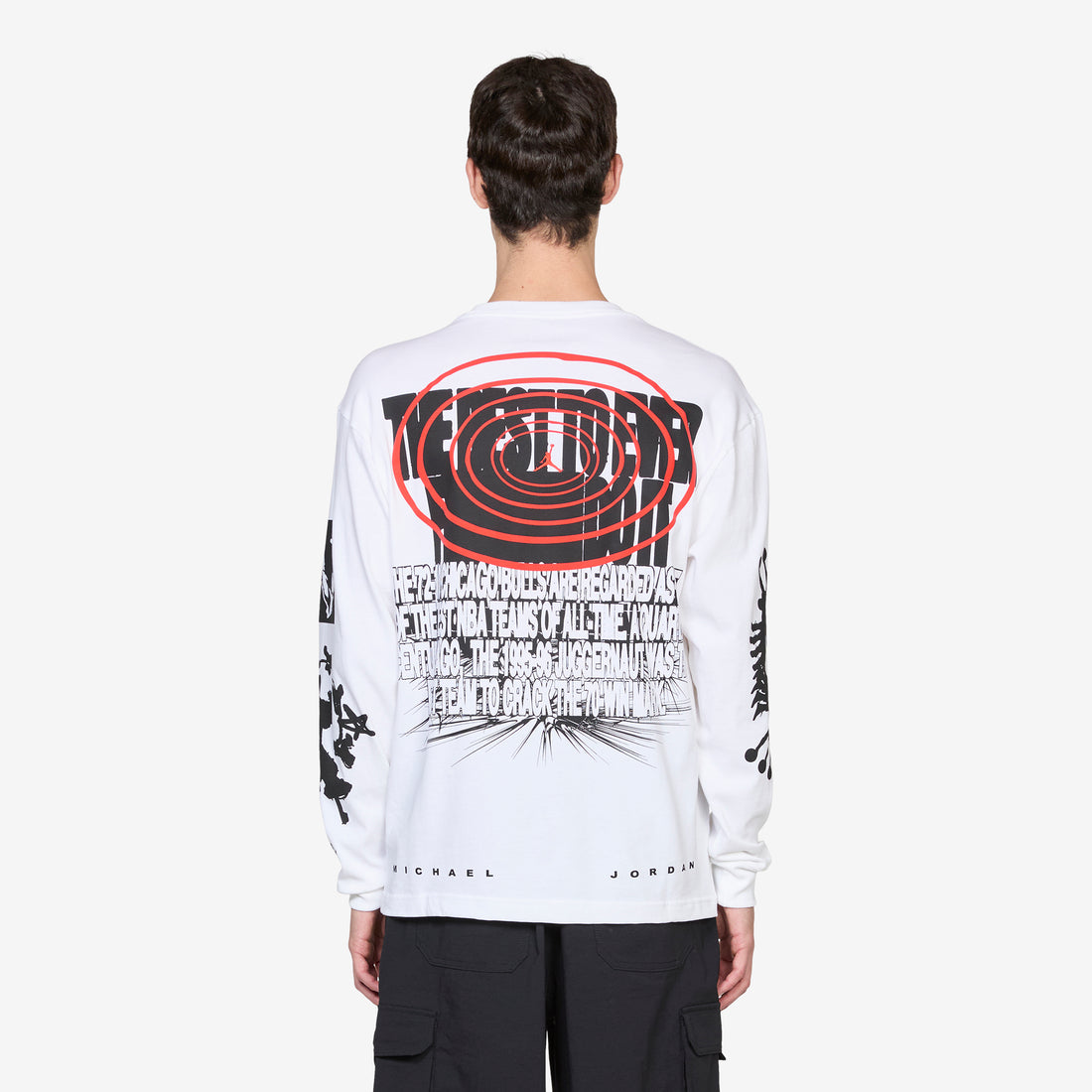 M J Wings Longsleeve OS T-Shirt White | Black Tees