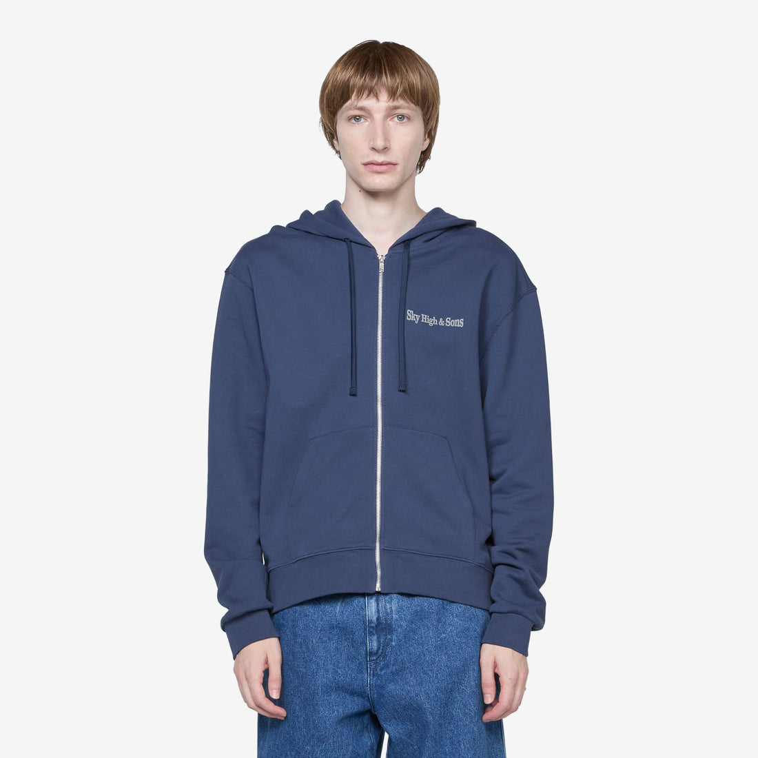 Unisex Sky High and Sons Zip-Up Hoodie Navy Jumpers
