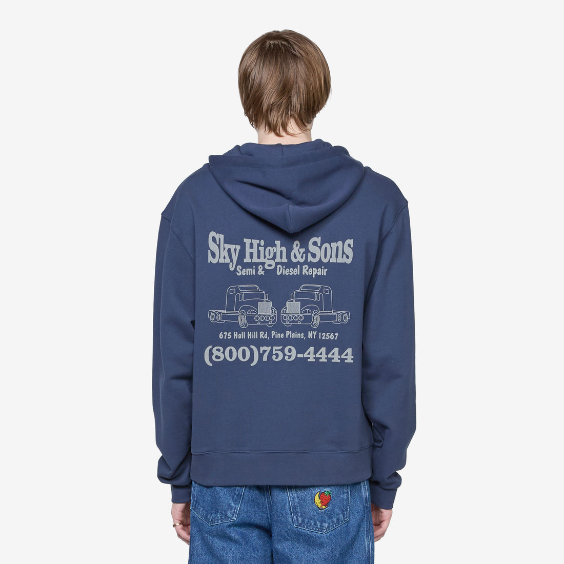 Unisex Sky High and Sons Zip-Up Hoodie Navy Jumpers