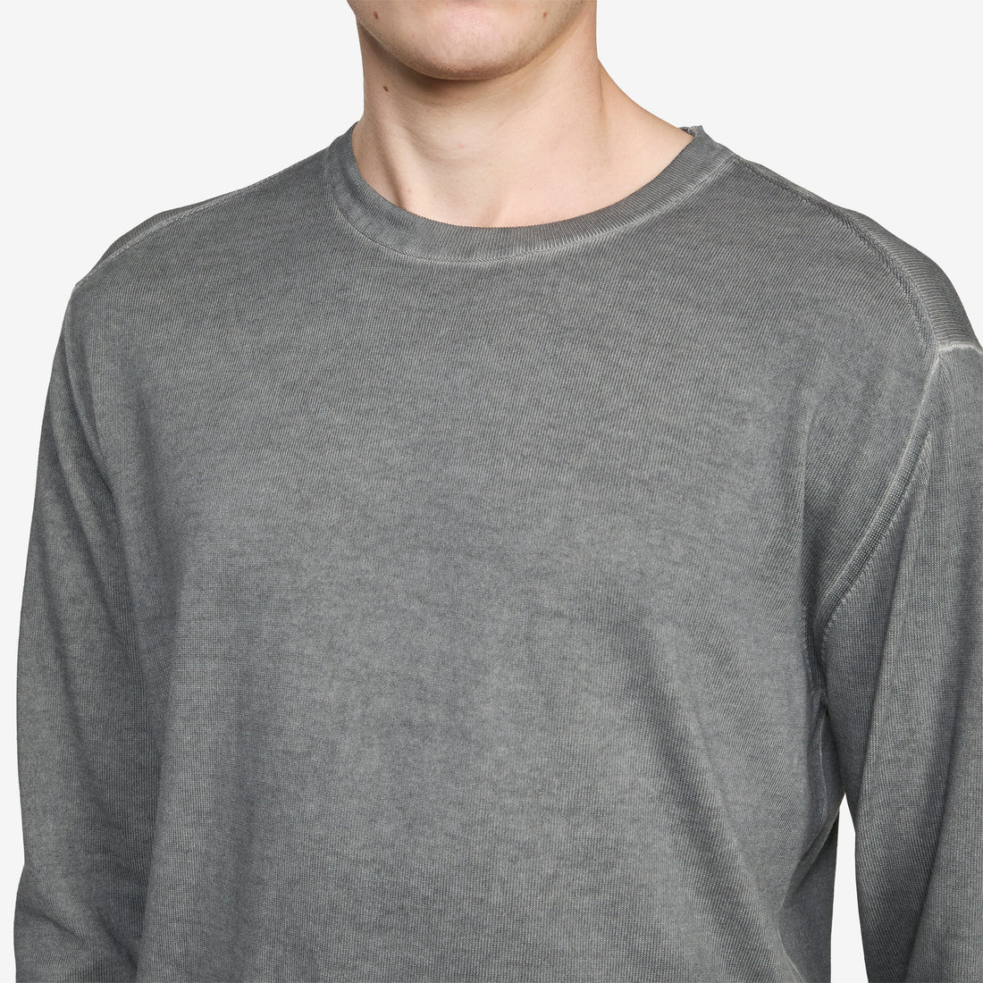 Cotton Crepe Double Dyed Crewneck Sweater Gunmetal Jumpers