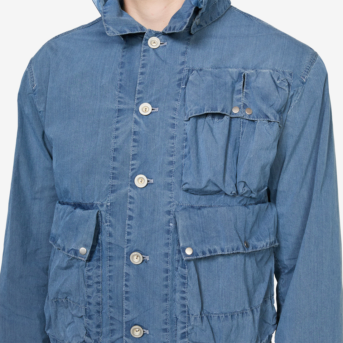 50 Fili Indigo Bleached Goggle Jacket Stone Bleach Jackets
