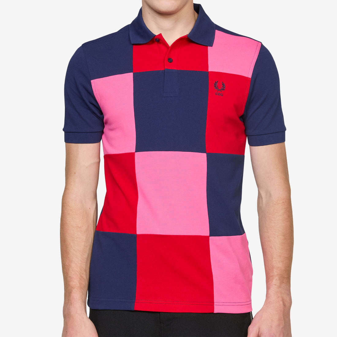 Fred Perry x Square Patchwork Polo Navy | Mix Shirts