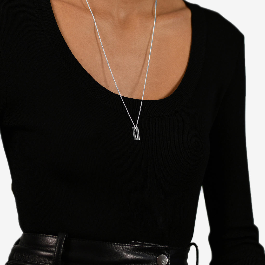 1.5g Brushed Sterling Silver Rectangle Pendant Jewellery