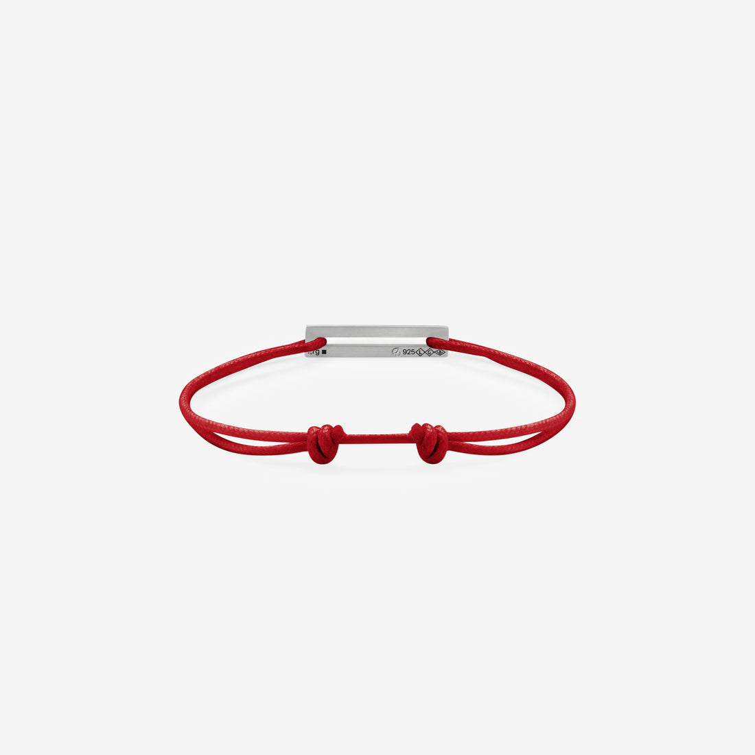 1.7g Polished Sterling Silver & Red Polyester Cord Bracelet Jewellery