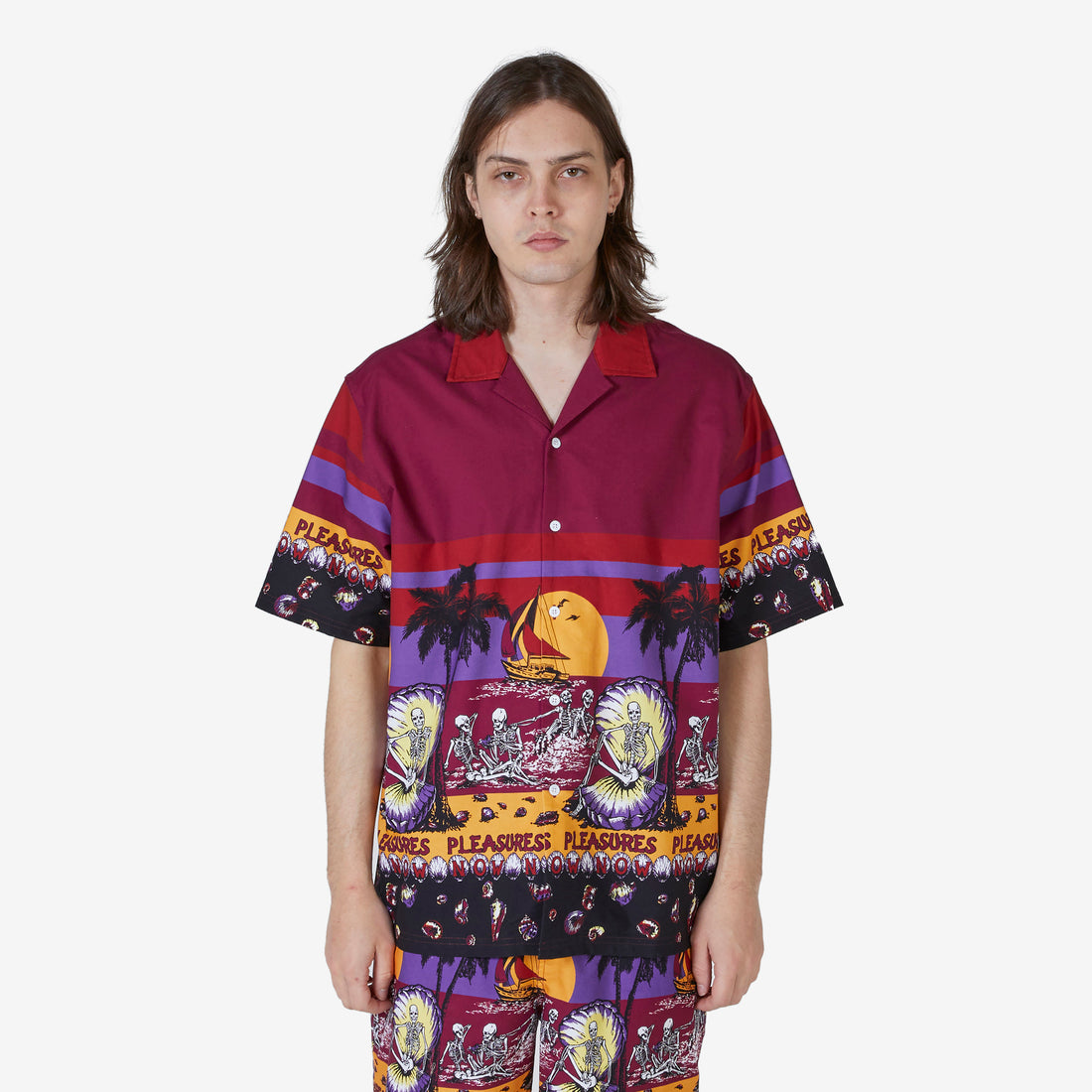 Beach Button Down Burgundy Shirts