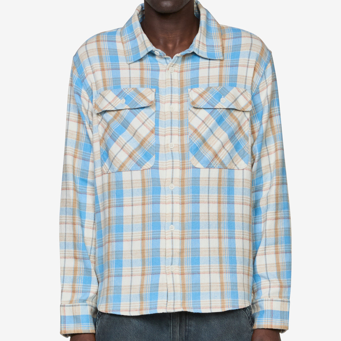 Vintage Plaid Flannel Longsleeve Shirt Blue Shirts