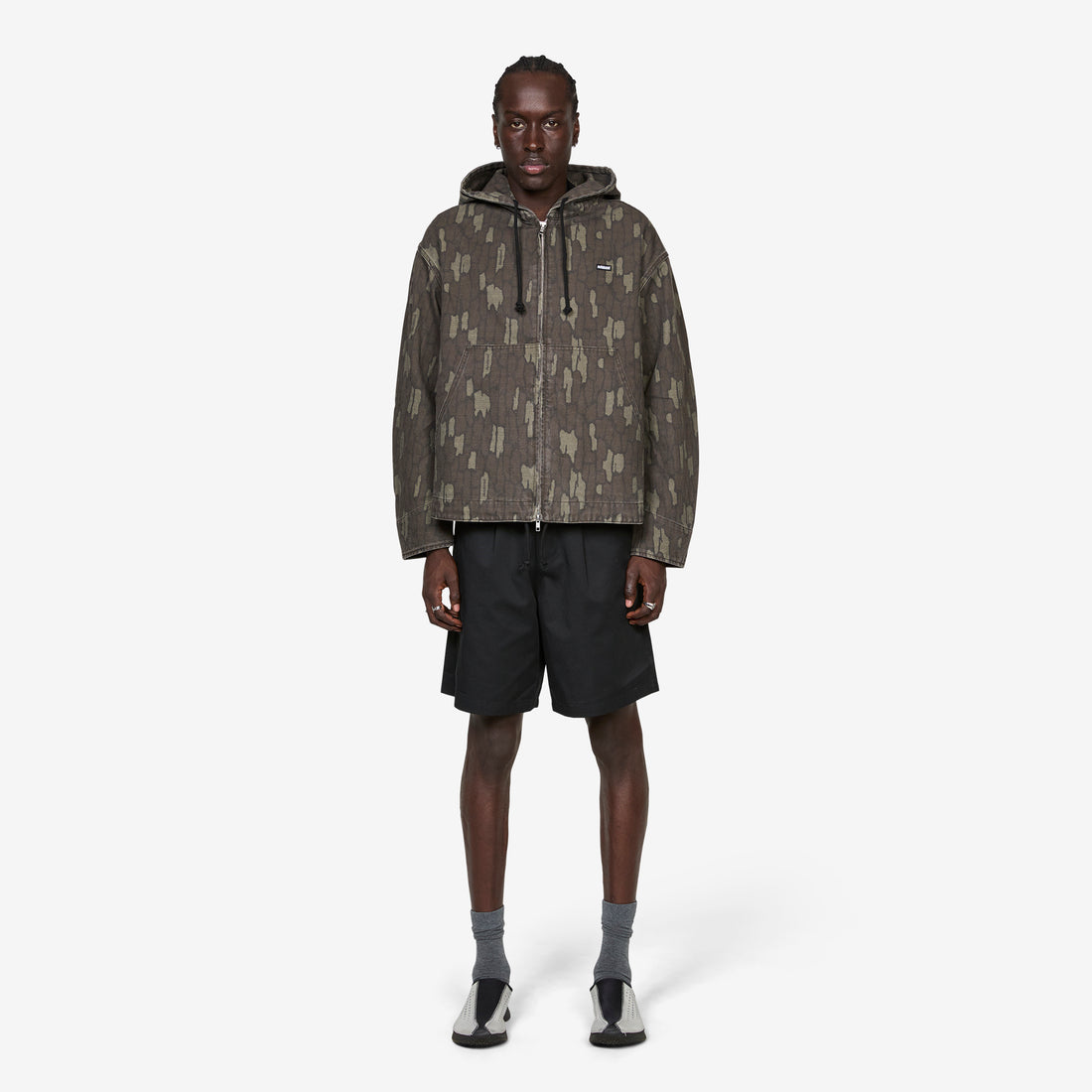 Cotton Twill Zip Hoodie Real Bark Camo Jumpers