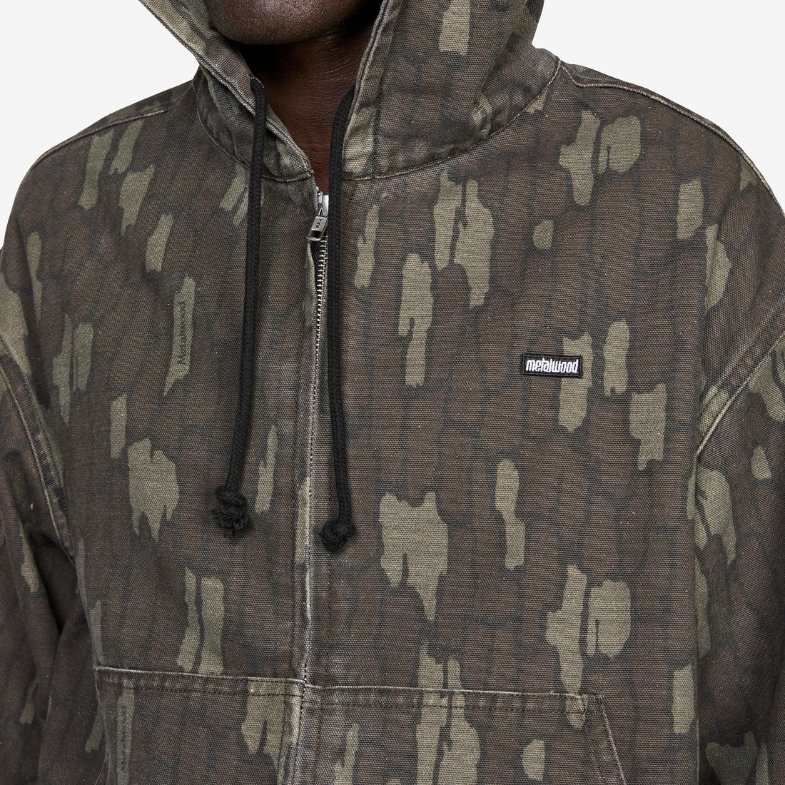 Cotton Twill Zip Hoodie Real Bark Camo Jumpers