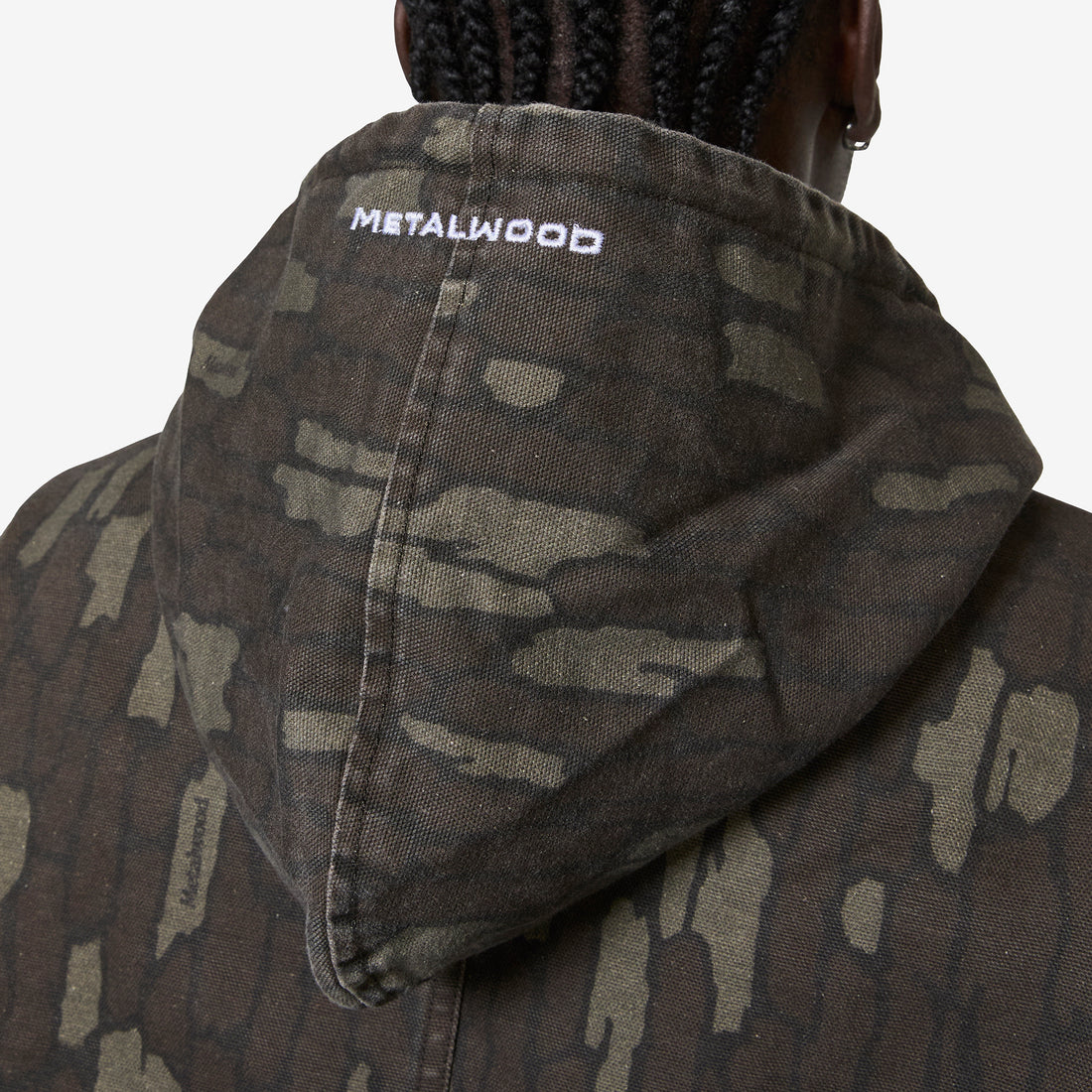 Cotton Twill Zip Hoodie Real Bark Camo Jumpers