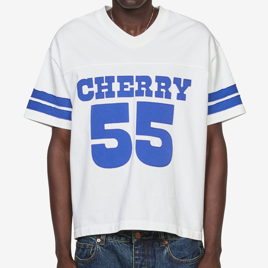 Applique Football Jersey Vintage White Tees