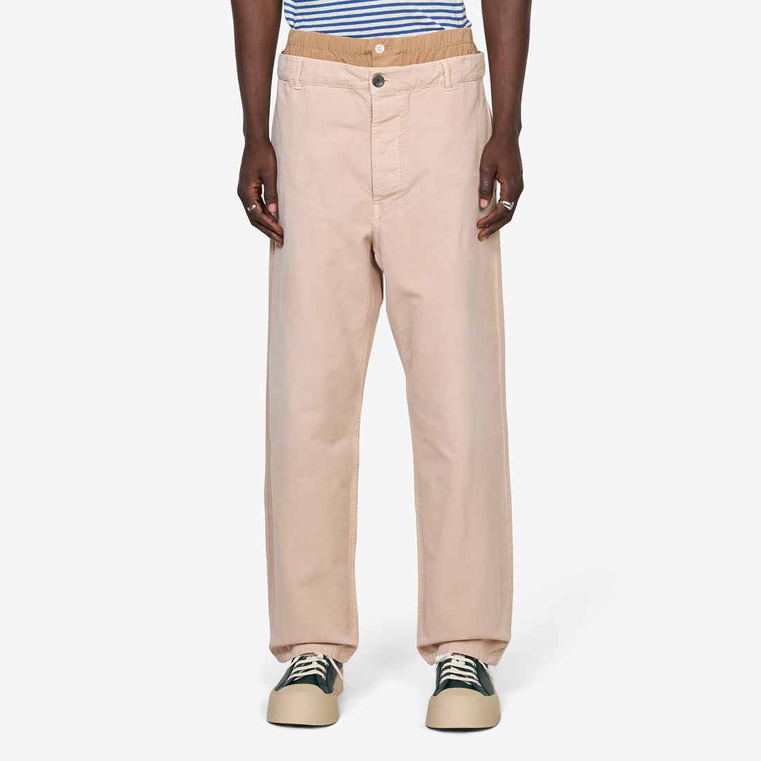 Layered Waistband Trousers Cord Pants
