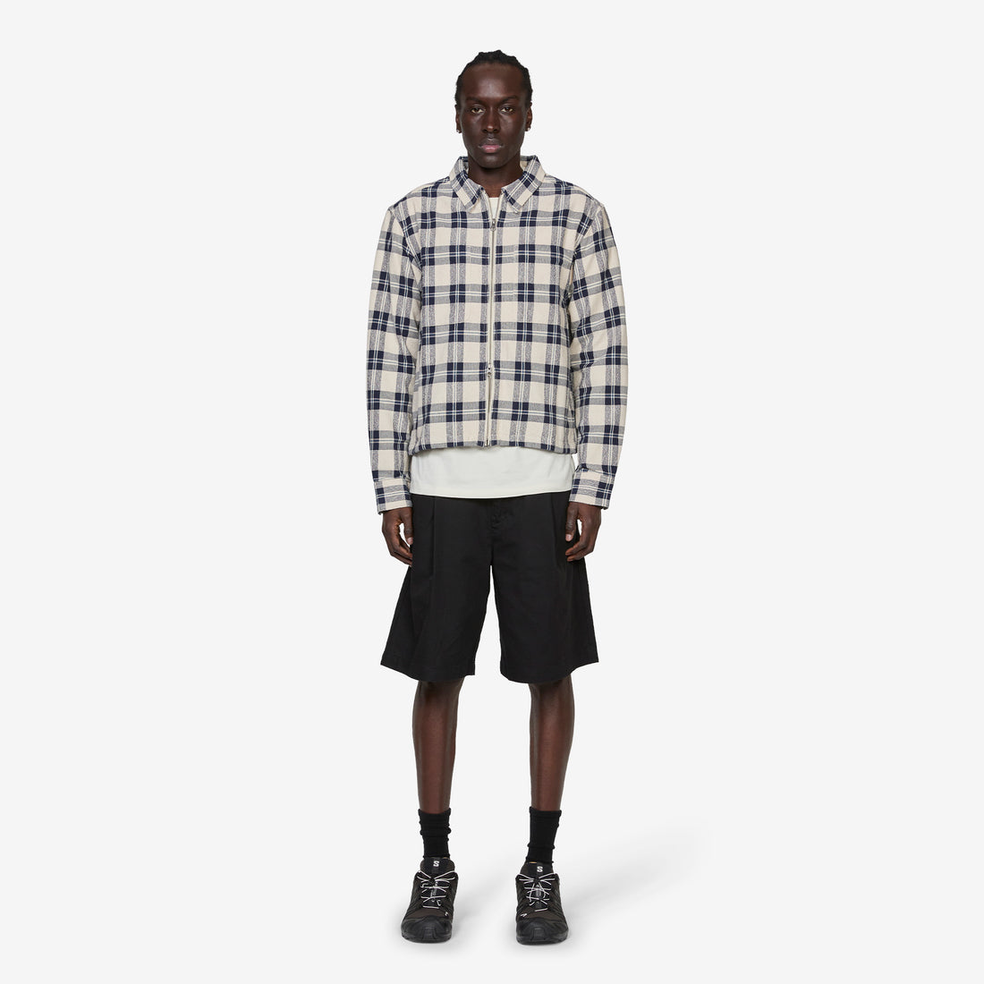 Capricorn Plaid Zip Jacket Navy Jackets