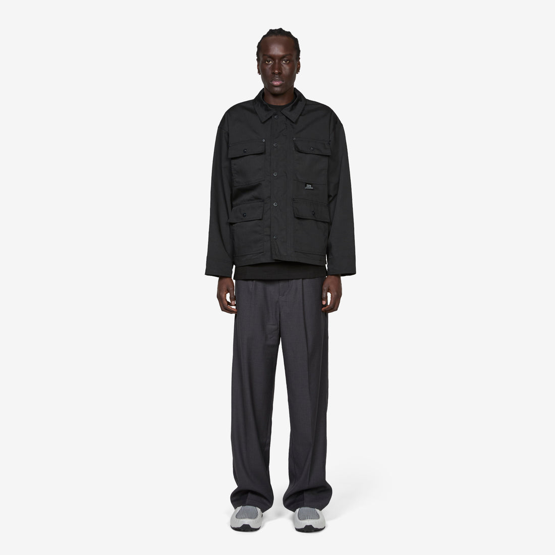 Cotton Duck Canvas Non-Down Work Button Coverall Black Jackets