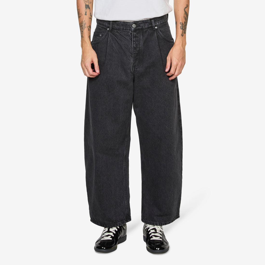 Duma Pleated Denim Jeans Grey Denim Pants