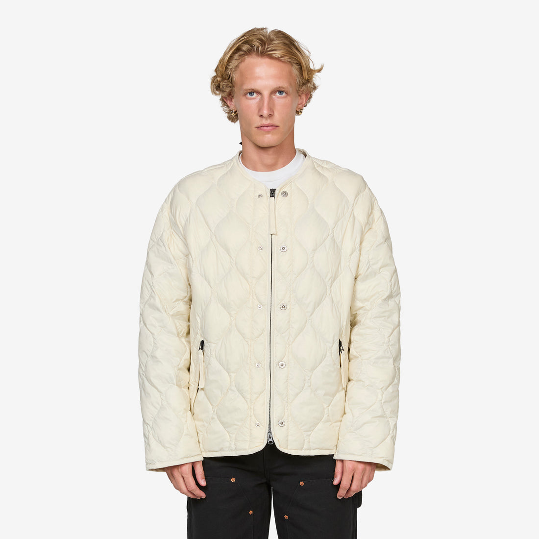 Military W-Zip M65 Liner Short Soft Shell Down Jacket Off White Jackets