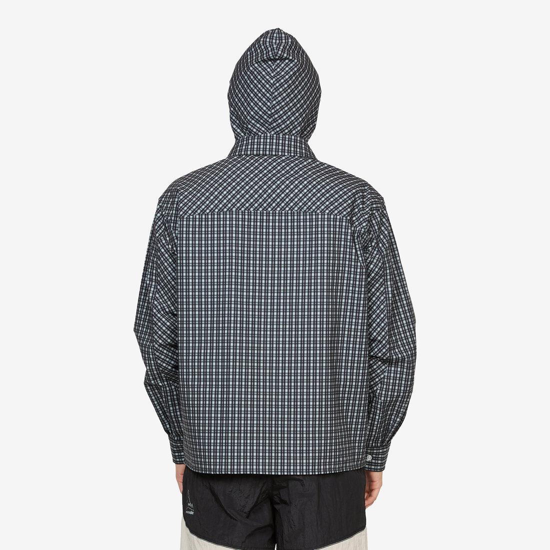 Aair Floweave Printed Check Long Sleeve Hooded Shirt Anthracite Shirts