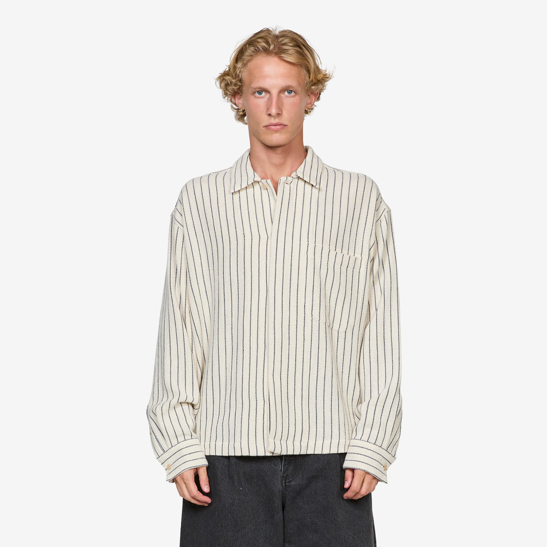 Rumba Shirt Blue Panama Stripe Shirts