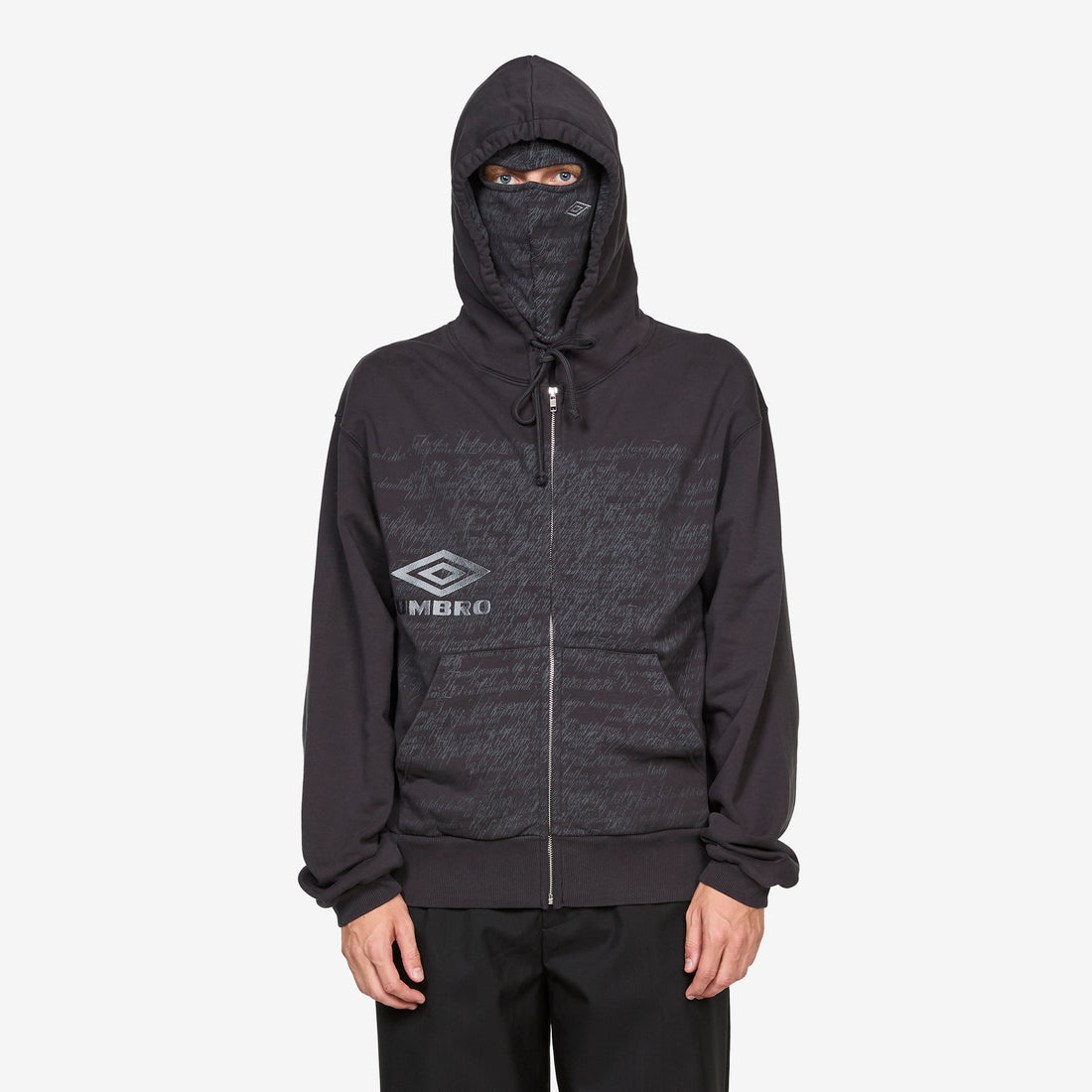 Compact Masked Zip Hoodie Washed Black Jumpers