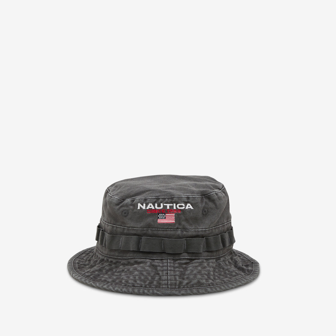 USA Flag Logo Light Weight Denim Canvas Boonie Hat Charcoal Headwear