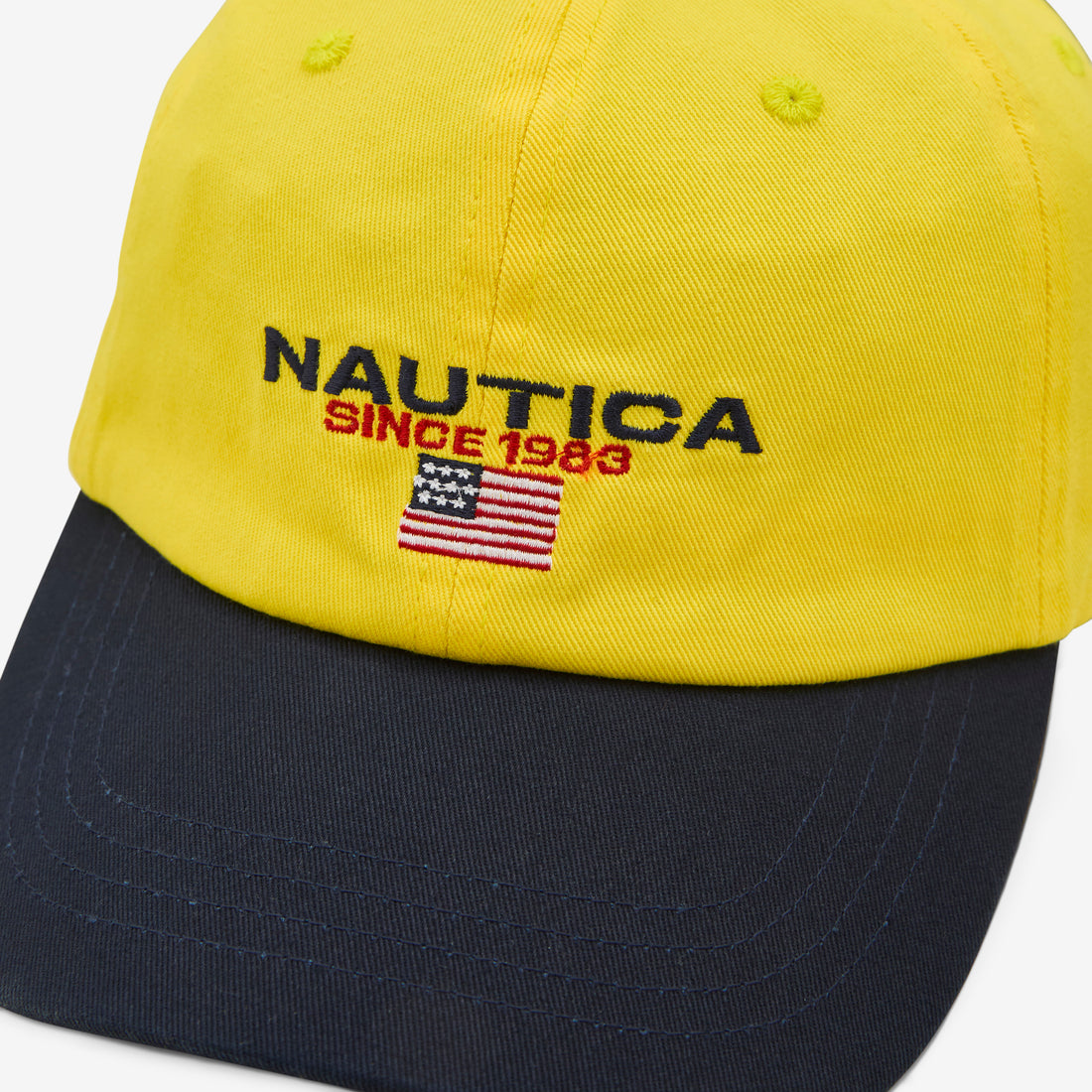 USA Flag Logo Twill Cap Yellow | Navy Headwear
