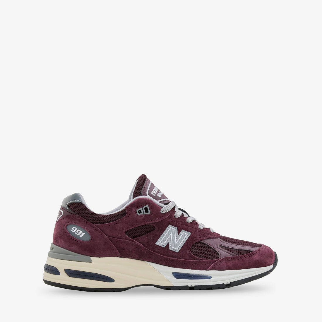 Made in UK 991v2 Catawba Grape | Silver | Naval Acadamy | White Footwear