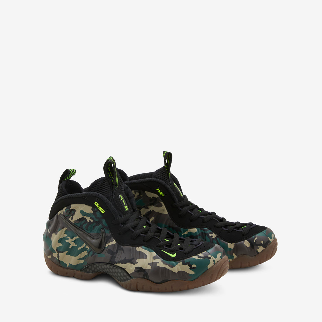 Air Foamposite Pro Premium Black | Black | Voltage Green | Gum Dark Brown Footwear