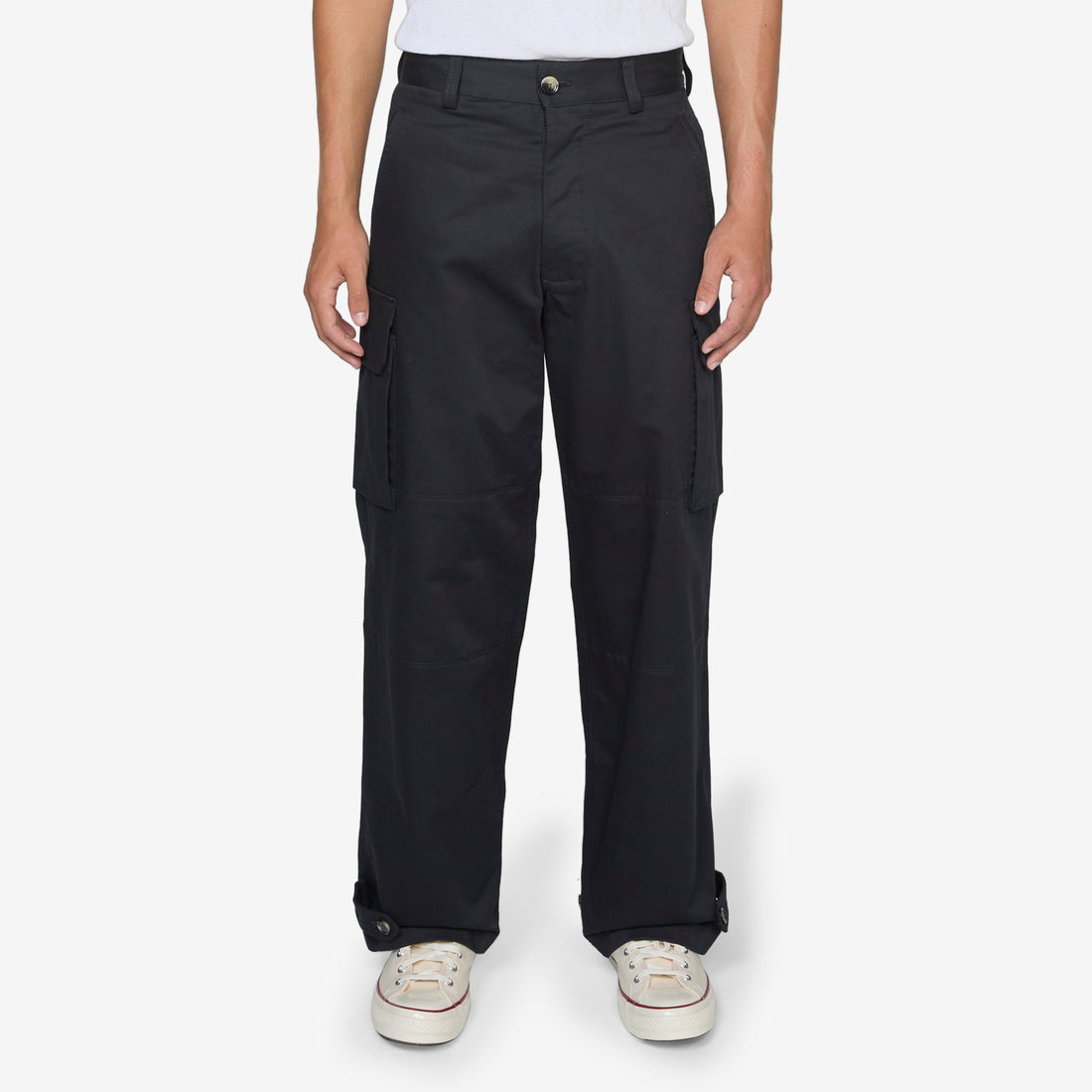Gabardine Cargo Trousers Black Pants