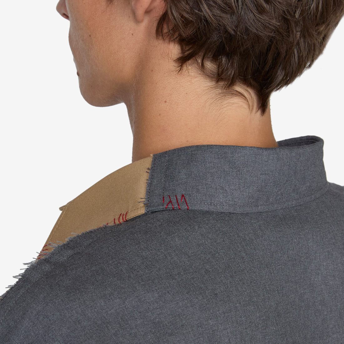 Contrast Panel Tropical Wool Shirt Dijon Shirts