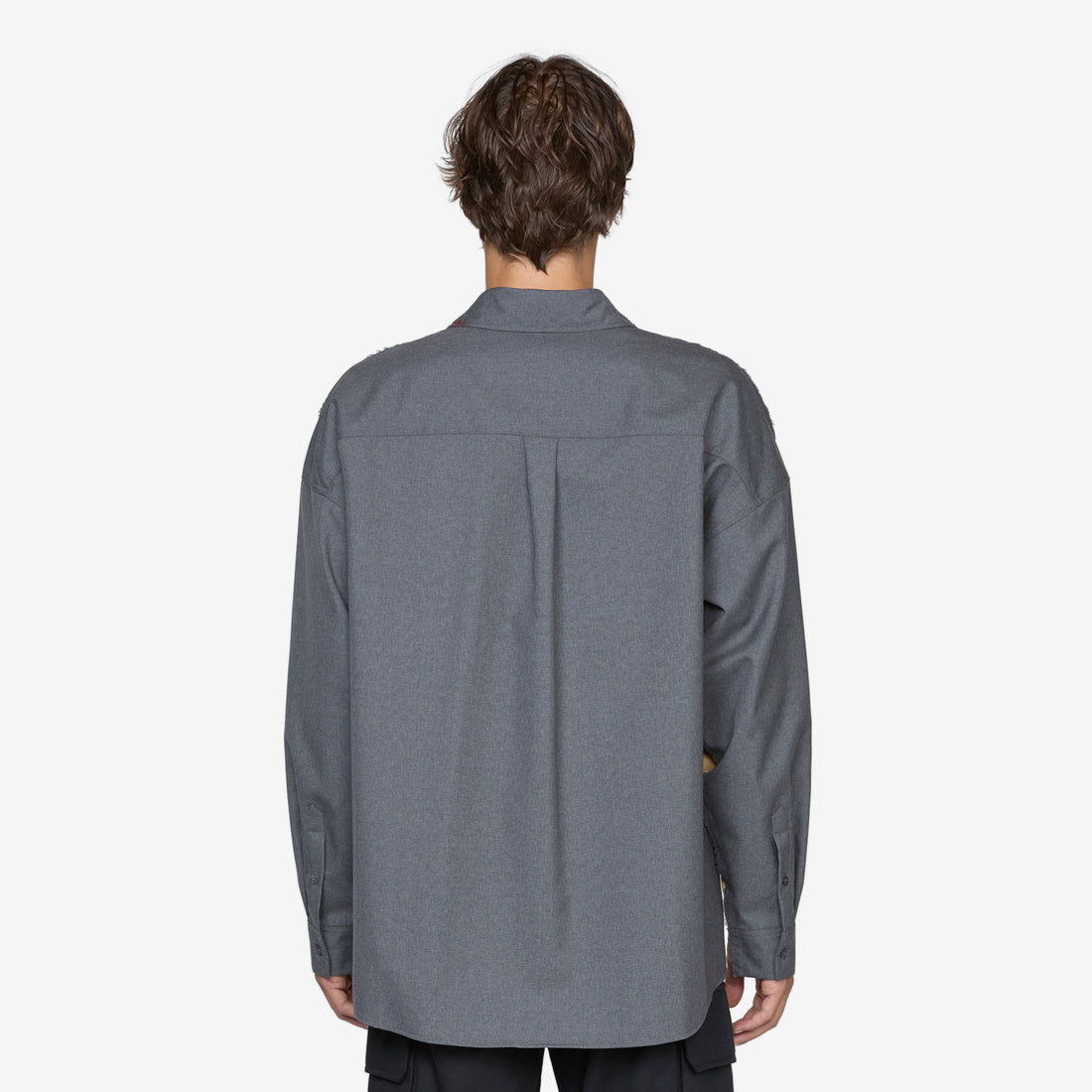 Contrast Panel Tropical Wool Shirt Dijon Shirts